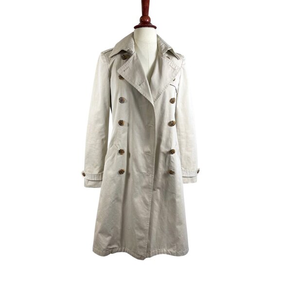 Gryphon Light Khaki Trench Coat Size Small - Picture 2 of 14